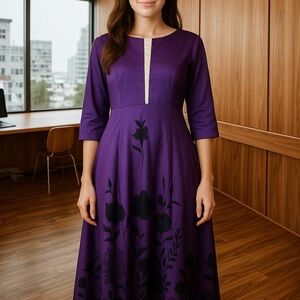 STYLEWE Purple Dress with Cream Accent